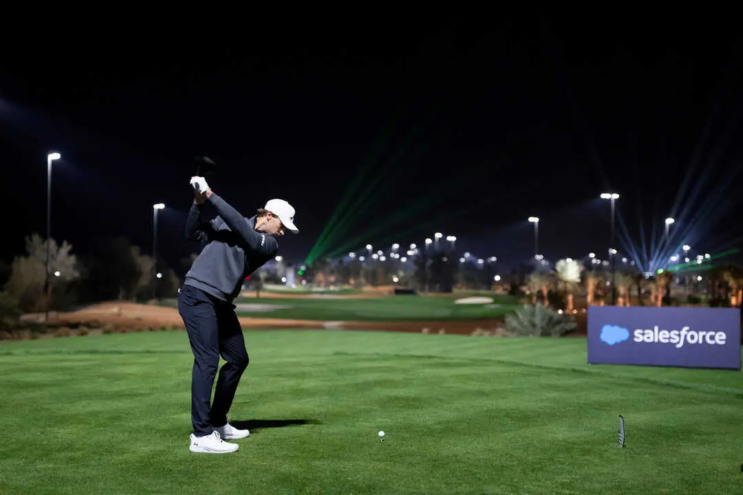 Thomas Detry of 4Aces GC hits his shot from the 6th tee during the first round of the LIV Golf Riyadh at Riyadh Golf Club on Wednesday, February 04, 2026 in Riyadh, Saudi Arabia. (Photo by Mateo Villalba/LIV Golf).