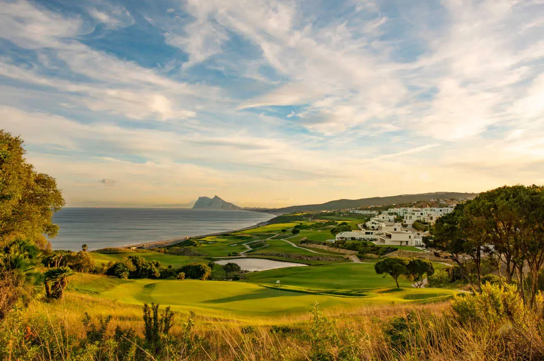 Fairmont La Hacienda Hotel , La Hacienda Golf Course, views to  Gibraltar and the the Mediterranean